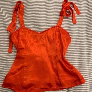 Red satin top, size small